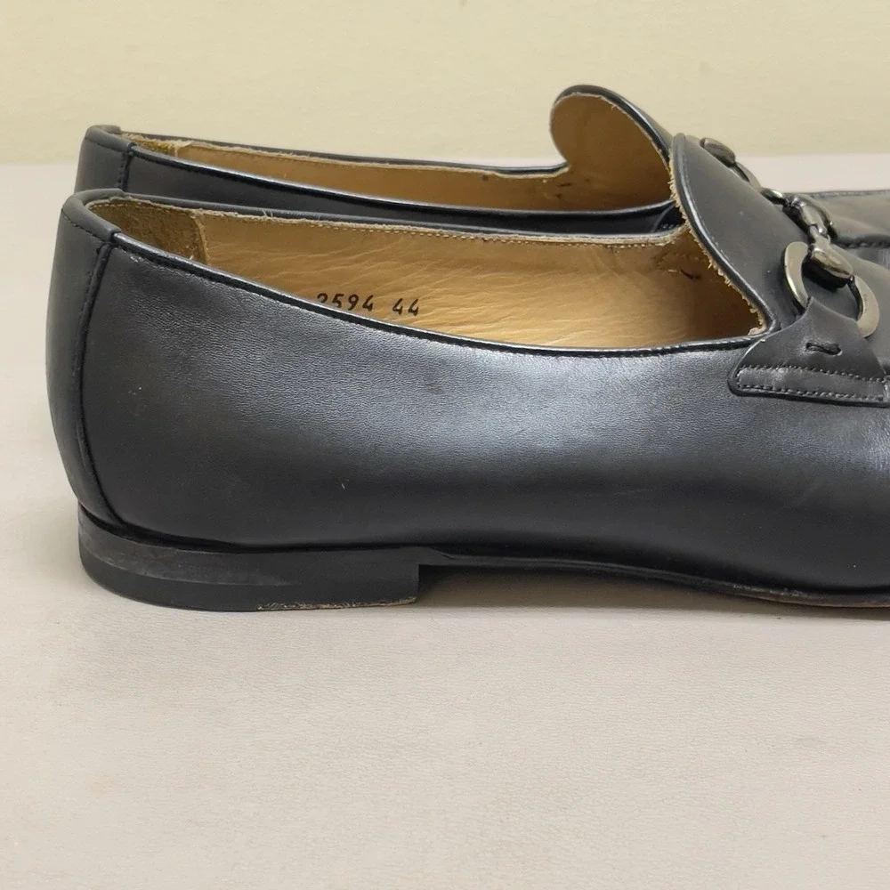 Tresmode Neslip Shoes Men 44 / 10.5 Black Horsebit Leather Slip On Loafers Italy